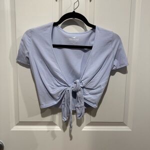 Hollister Blue Crop Tie-Front Blouse